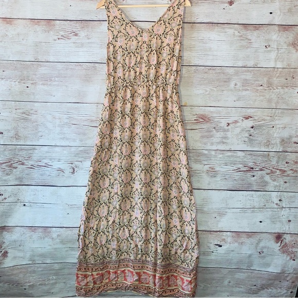 Lucky Brand Floral Tie Waist Lined Sleeveless Maxi Dress With Pockets Medium - Picture 5 of 7
